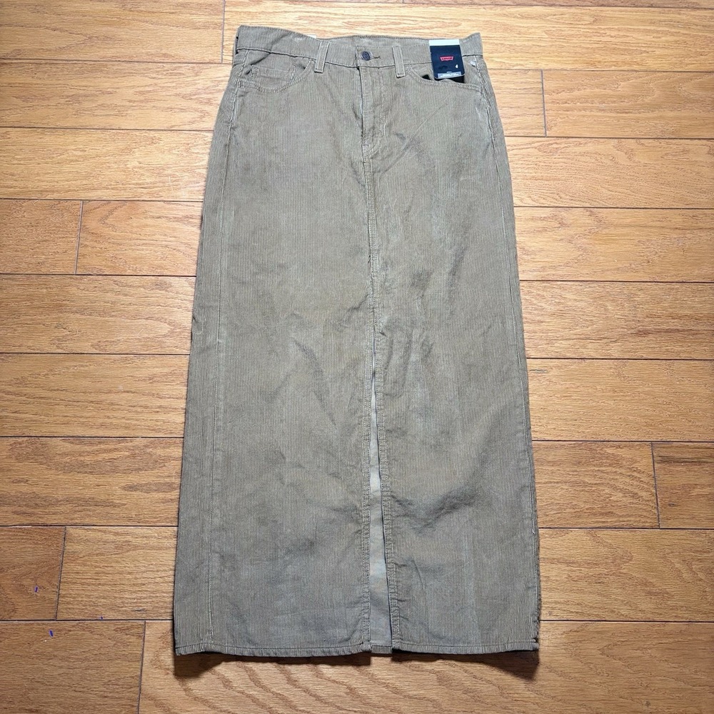 LEVI'S Premium Skirt Women's 29 Brown Ankle Column Corduroy Midi Length NEW
